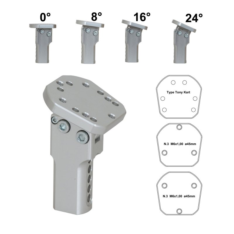 Justerbar stuursupport lång Silver