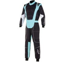 Alpinestars KMX-3 V2, a go-Kart Overall Zwart-and-Turquois