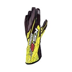 OMP KS-2-el ARTE de go-Kart guantes Negro-Amarillo Fluo
