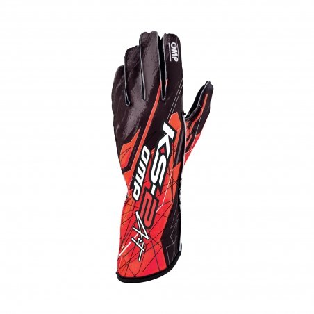 OMP KS-2-ART go-Kart luvas Preto-Vermelho