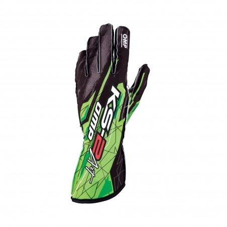 OMP KS-2-ART go-Kart luvas Preto-Fluo Green