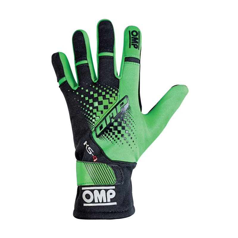 OMP KS 4 Karting luvas, hi-vis Green e Preto