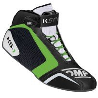 OMP KS-1 Karting Sapatos Preto-White-Fluo Green