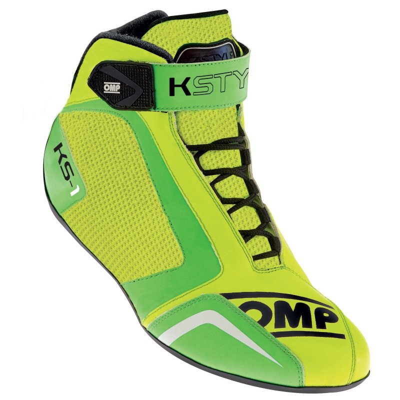 OMP KS-1 Karting Sapatos, Fluo Yellow, Fluo Green
