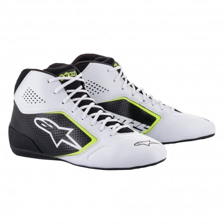 Sapatilhas de kart Alpinestars Tech 1-K Start V2 Branco-Preto-Fluo Amarelo