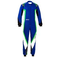 Sparco Kerb Kinder Kart overall Blauw-Wit-Fluo Groen