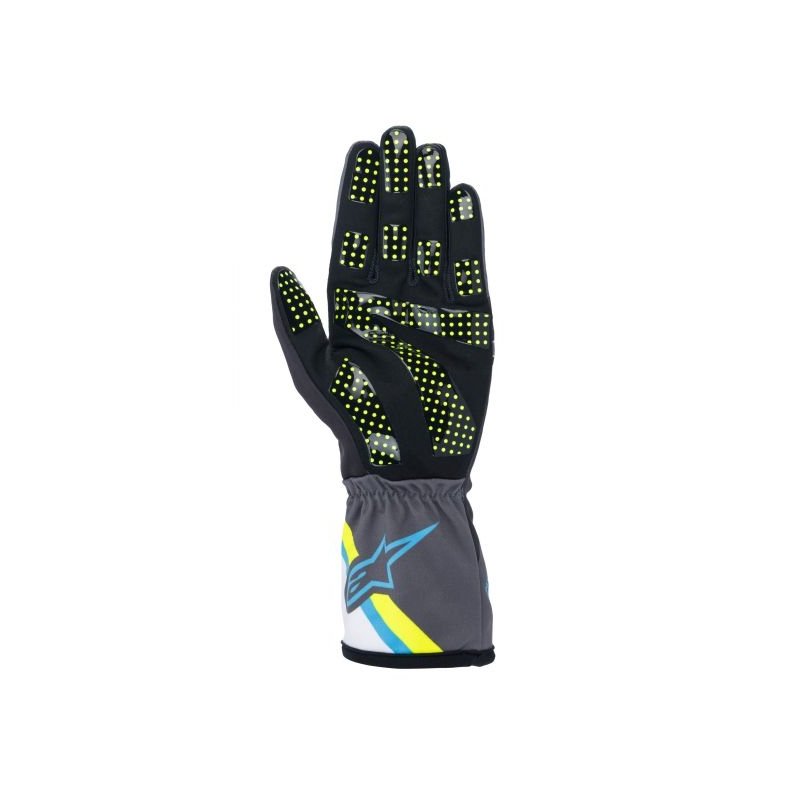 Luvas Alpinestars Tech 1-K Race V2 Preto-Ciano-Amarelo Fluo