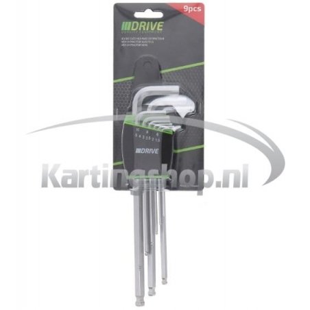 DRIVE Sæt of 9 HEX keys med extractor