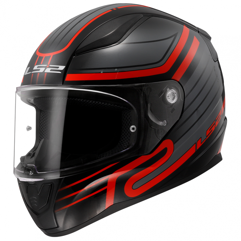 LS2 Rapid II Circuit helm Glans Zwart-Rood -06