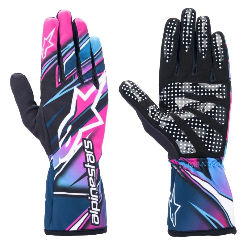 Alpinestars Tech 1-K Race V2 tävlingshandskar Fuchsia-Cyan-Vit