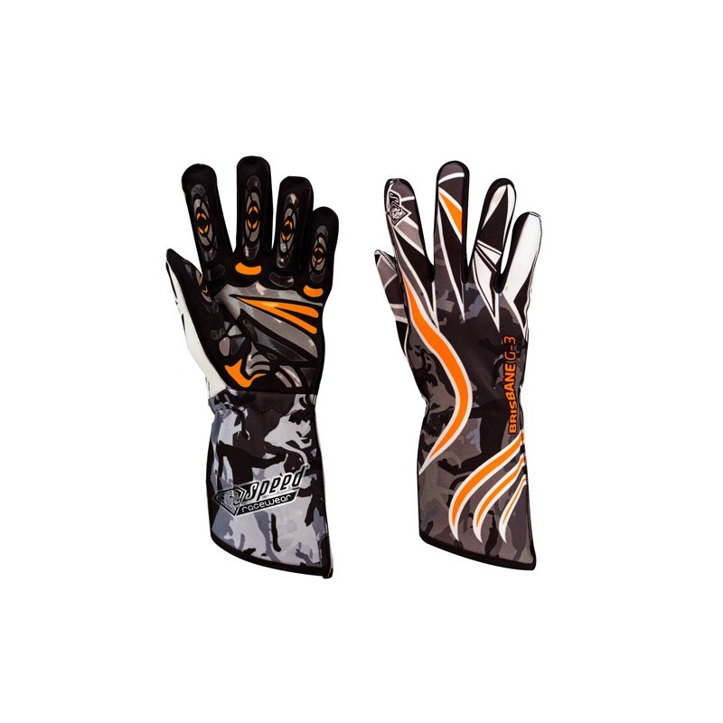 Luvas Speed Brisbane G-3 Preto-Branco-Laranja Neon