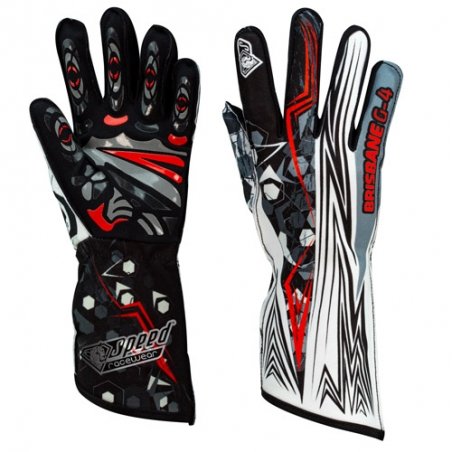 Speed Brisbane G-4 Handschuhe Schwarz-Weiß-Rot