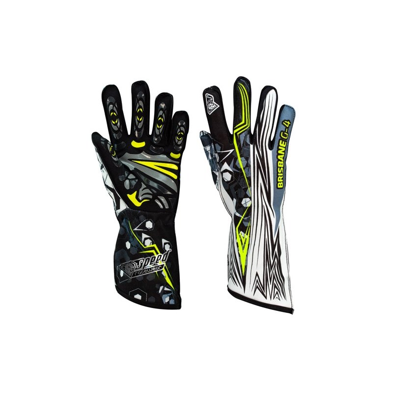 Speed Brisbane G-4 Luvas Preto-White-Neon Yellow