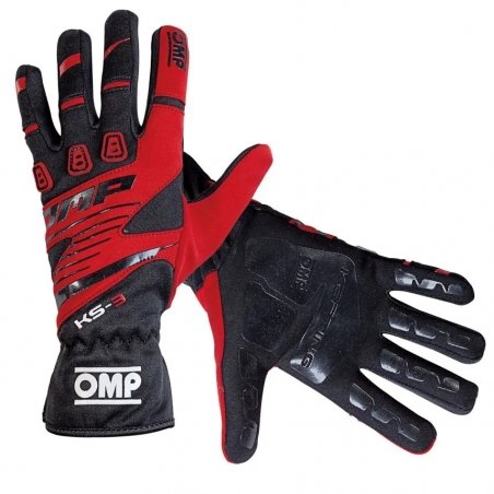 OMP KS-3 Karting Handschuhe Schwarz-Rot