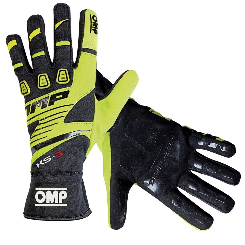 OMP KS-3 Kart luvas Preto-Fluo Yellow