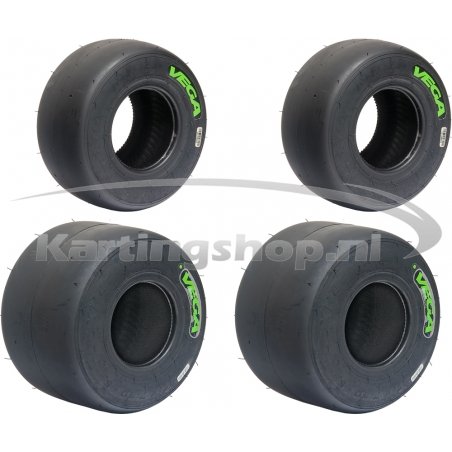 Vega XH4 set of tires 4.60/7.10 CIK-H Option Green – Kart Racing 