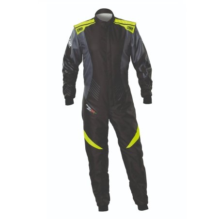 OMP KS-2X ART KIDS Kart Overall Musta-Fluo Yellow