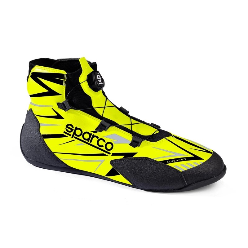 Sapatos de kart Sparco K-Rapid amarelo-fluo-preto com fecho de rotor