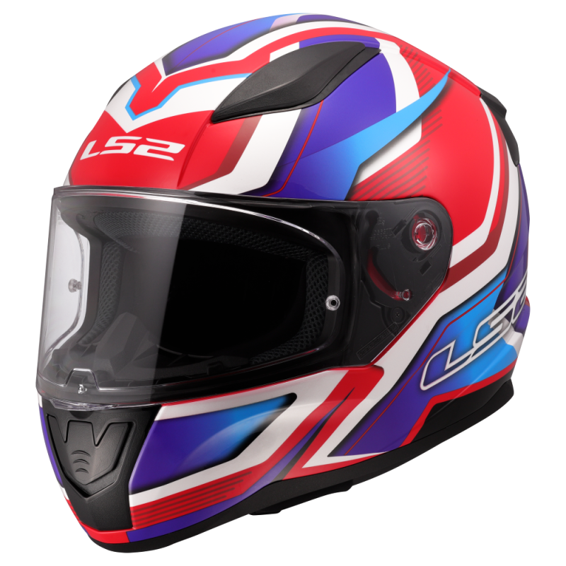 LS2 Rapid II Flitz - Glans wit blauw - rood