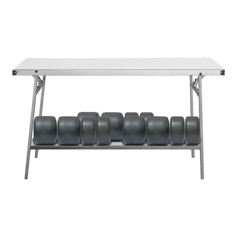 Arbeidstabellen stein 150 x 60 cm med bandenrek