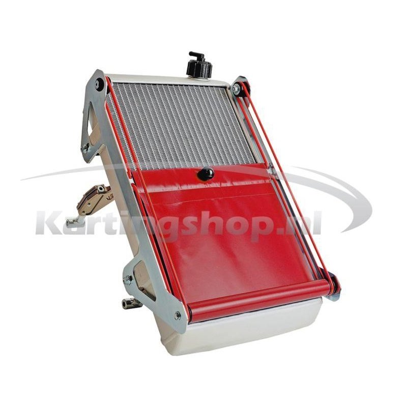 Radiator KG racing kit cpl med røde rullegardin bak. 440 x 255 x 40 mm