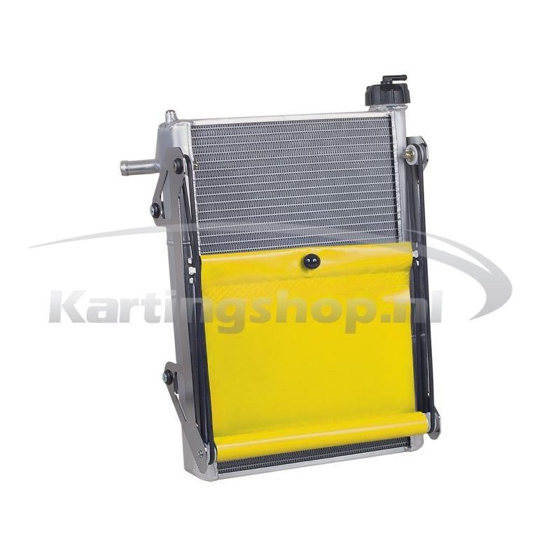Radiator KG racing kit cpl med gule rullegardin bak. 450 x 300 x 40 mm