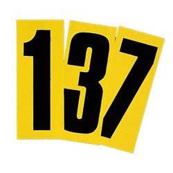 Plakcijfer Zwart met Gele achtergrond
