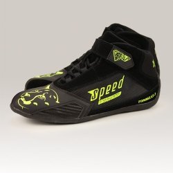 La velocidad de Torino KS-3 Kart Zapatos Negro-Amarillo Neón